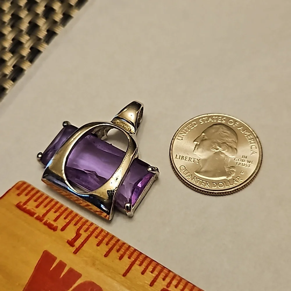Rectangular Purple Pendant π - Picture 3 of 4